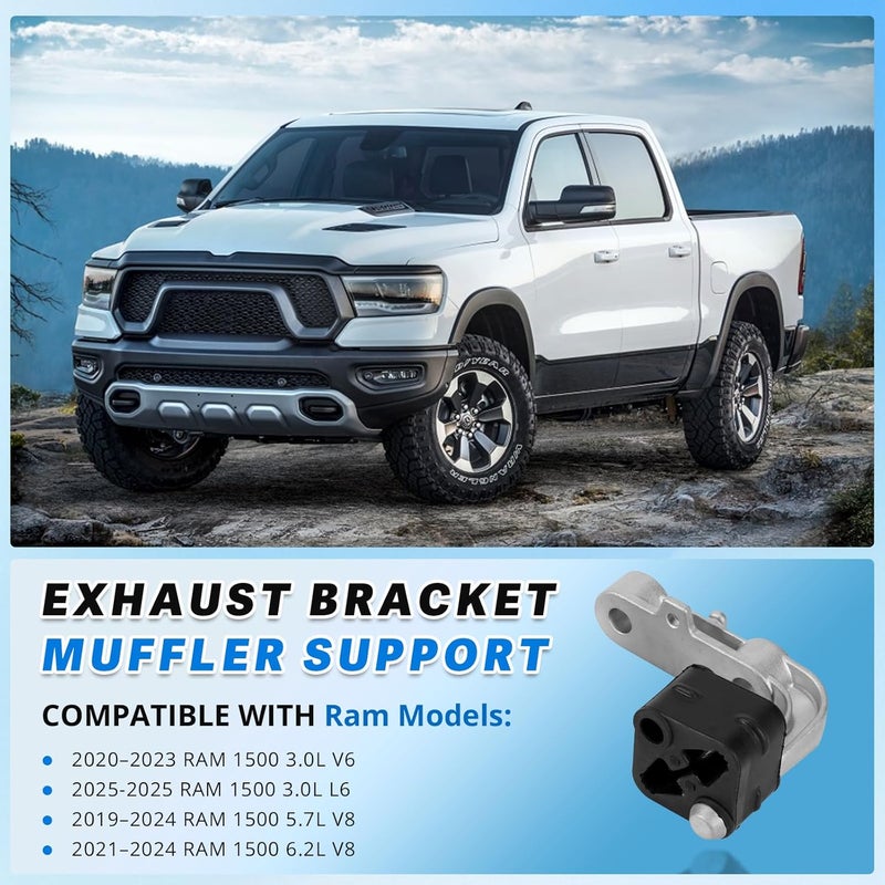 Lazenta 68275662AB Exhaust Bracket Muffler Support Rubber Isolator Hanger Assembly Rear Left & Right Compatible with 2019-2025 Ram 1500 3.0L 5.7L 6.2L, Driver Passenger Side 4PCS - Image 2
